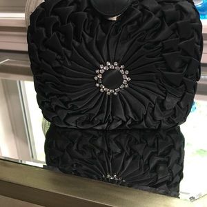 Satin black evening bag